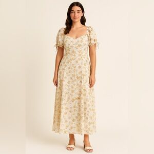 Source Unknown Floral Cream Dress